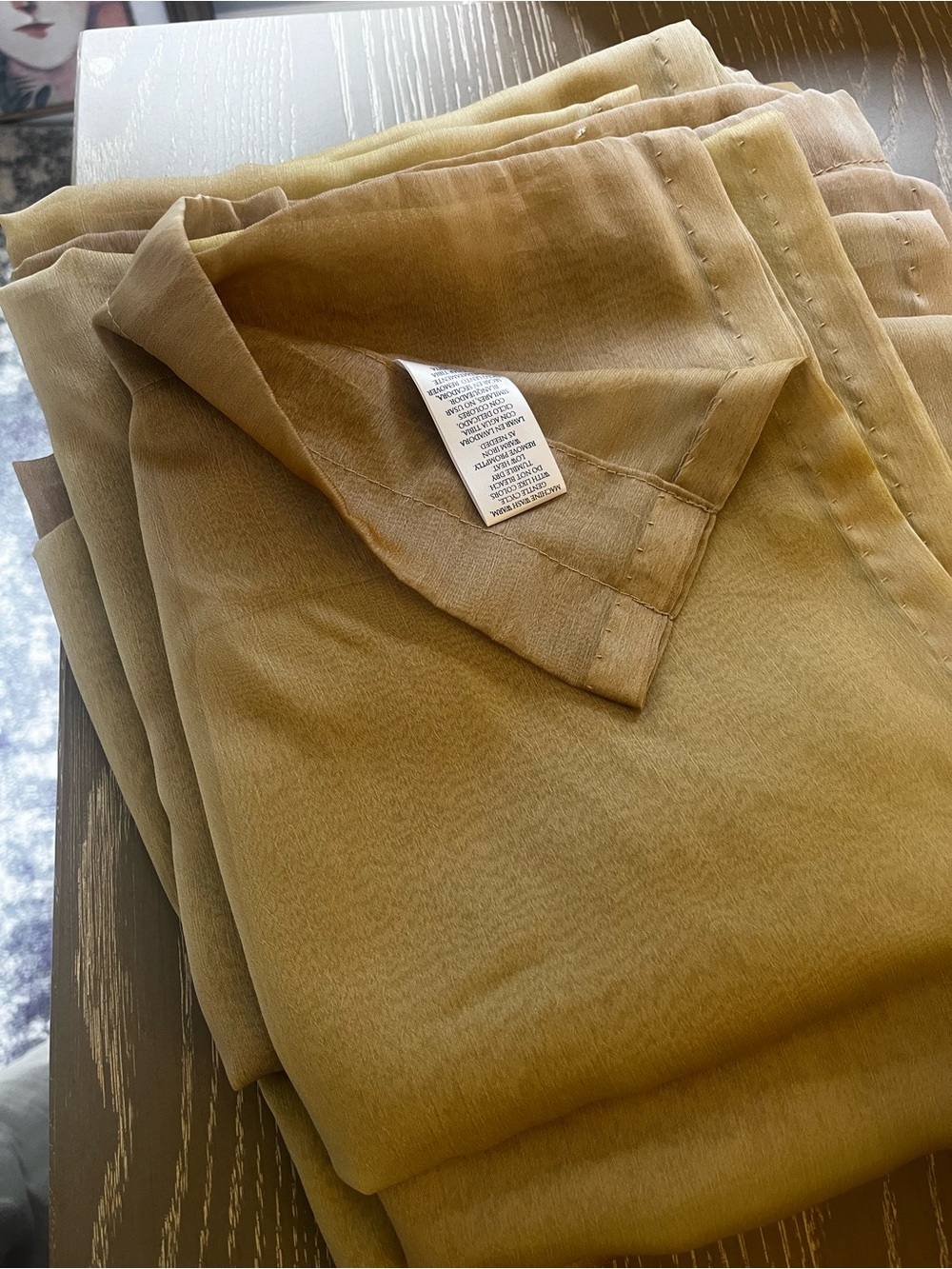 4 Sheer Window panel Curtain 
In tan color.